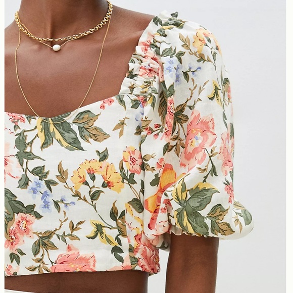 Anthropologie + Faithfull The Brand Pietra May Linen Crop Top - Picture 3 of 6
